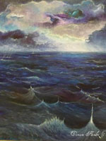 Dialogue du vent et de la mer, 2010, Acrylique, format (55X46) inspiré par l’œuvre musicale  la mer de Claude Debussy