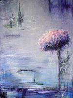 IKEBANA, 2012, Acrylique sur toile coton, format (40X60) Le chœur à bouche fermée del’opéra madame Butterfly de Giacomo Puccini