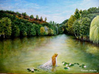 La dame du lac, 2008, Acrylique format (41X27) d’après Concerto pour Harpe OP 182 de Carl Reinecke
