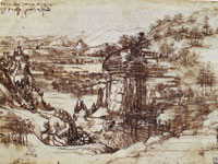 Le premier dessin connu de Léonard, Study of a Tuscan Landscape